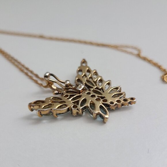 Genuine Midnight Sapphire and Diamond Butterfly Pendant - Picture 7 of 7